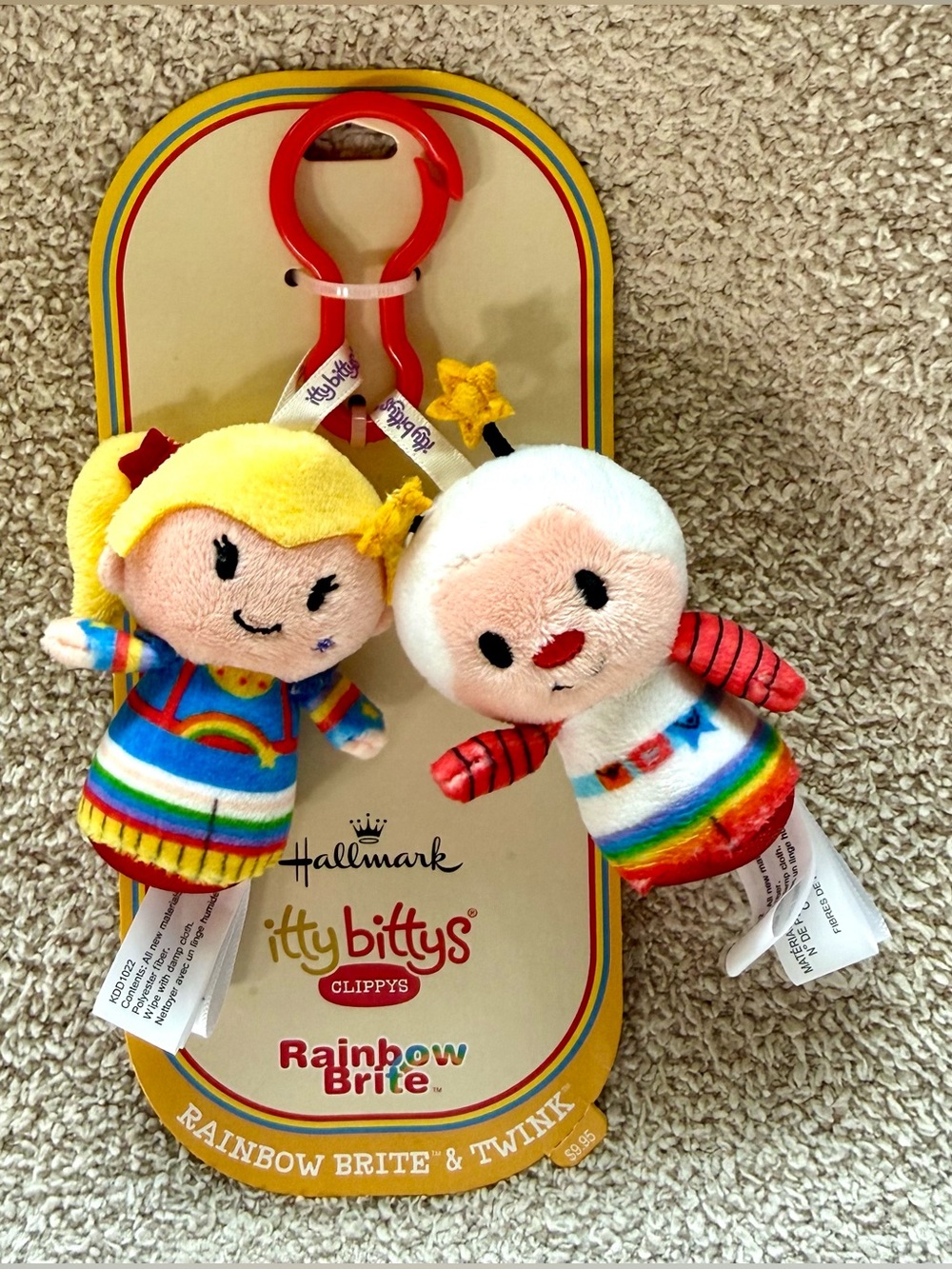 Hallmark Itty Bittys Clippys Rainbow Brite and Twink Mini Plush Bag Charms